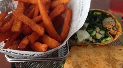 Ahi Tuna Wrap with Sweet Potatoe Fries