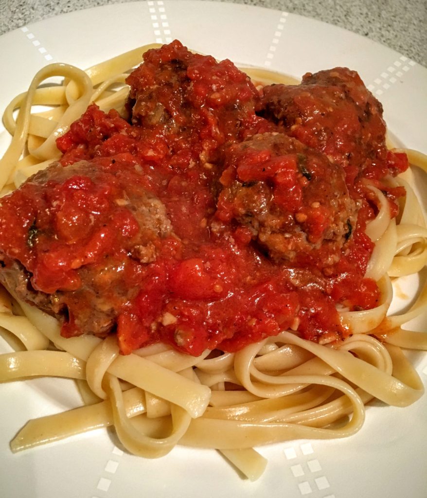 Linguine and Meatballs with Homemade Tomato Sauce