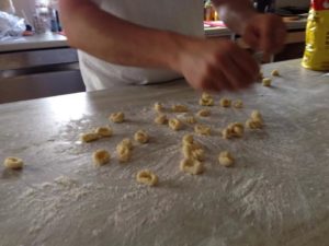 Making Gnocchi - pinch and mark with fork