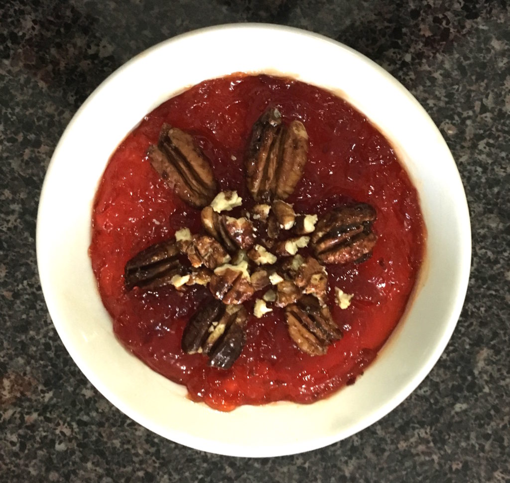 Brie with Red Pepper Jelly and Roasted Candied Pecans