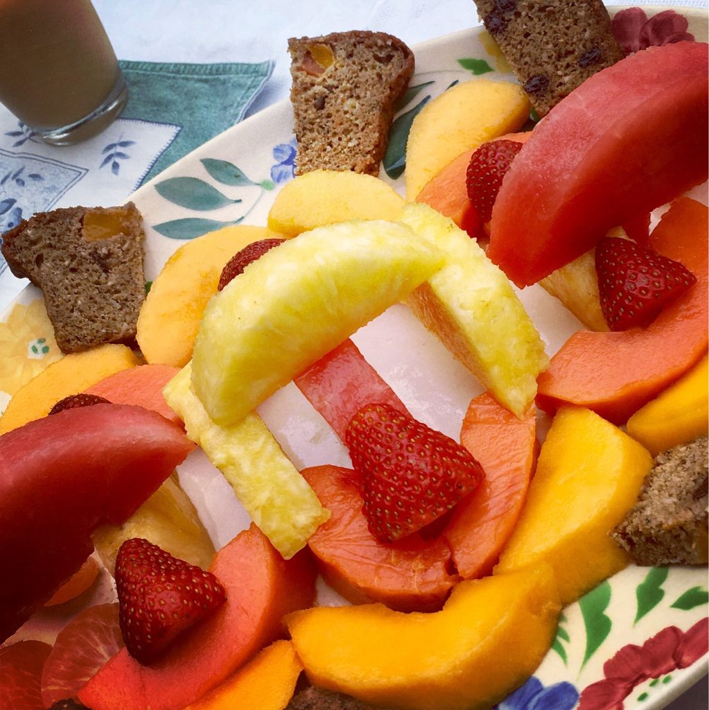 Fruit bread and Fresh Fruit Platter