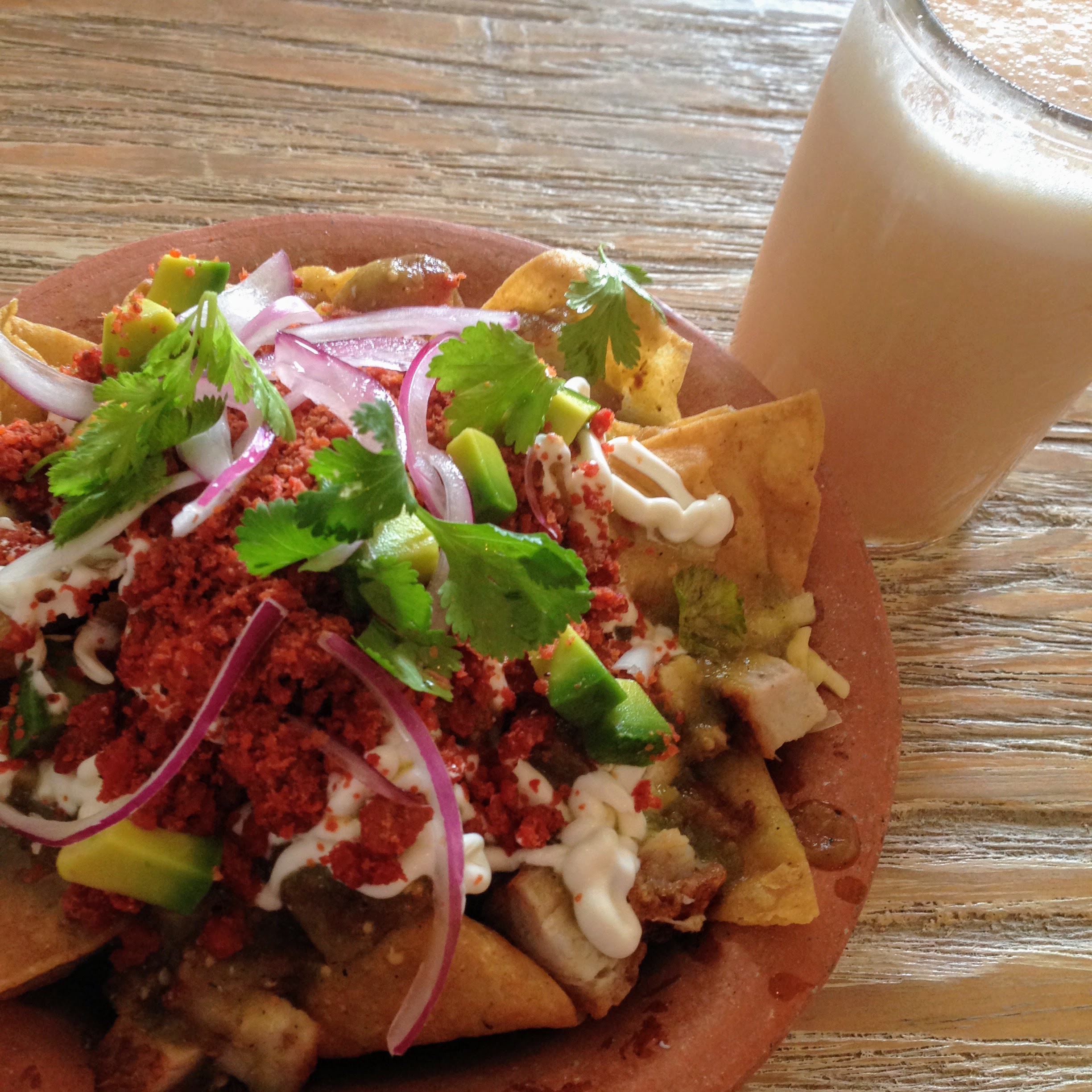 Chilaquile with pork belly and longaniza